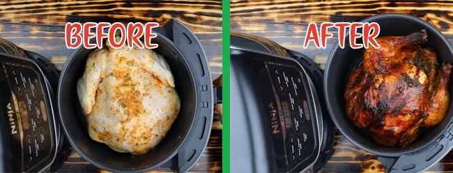 Making Chicekn Roast in Air Fryer Before and After