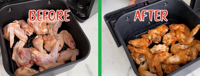Making Chicekn Wings in Air Fryer Before and After