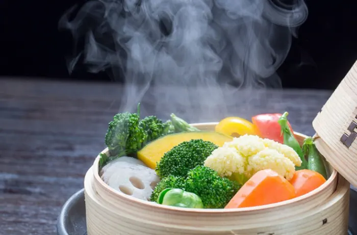 Steaming Vegetable In The Food Steamer